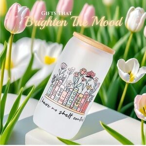 Book Lovers Gifts, 16 oz Glass Cups with Lid and Straw - NEW IN BOX.